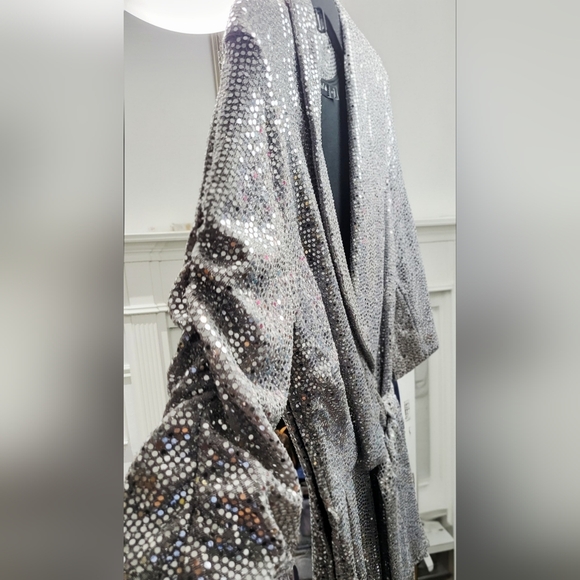 Silver Sequin Wrap Romper - Picture 6 of 6